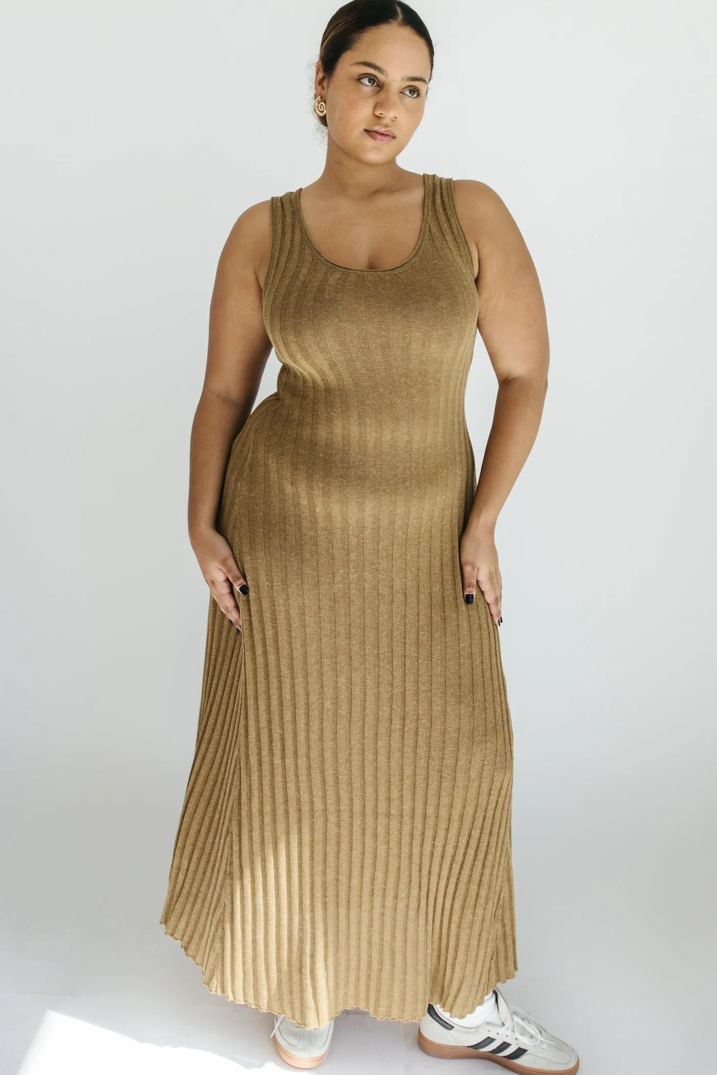 Salma Ribbed Maxi Dress - Camel