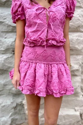 Sammie Floral Embroidered Mini Skirt - Pink