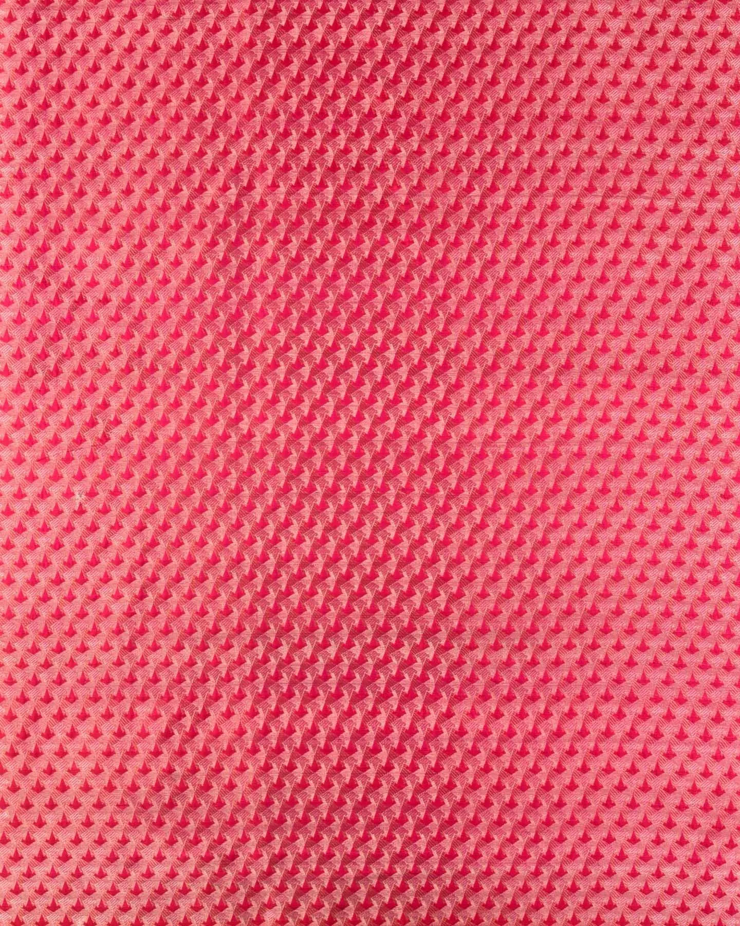 Shot Red-Pink Banarasi Geometric Alfi Sona Rupa Zari Brocade Handwoven Katan Silk Unisex Fabric