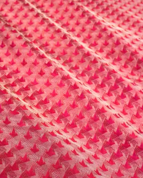 Shot Red-Pink Banarasi Geometric Alfi Sona Rupa Zari Brocade Handwoven Katan Silk Unisex Fabric