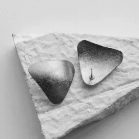 Silver Finish Brass Ear Studs For Women | Smart Triangular Design | Daily Wear