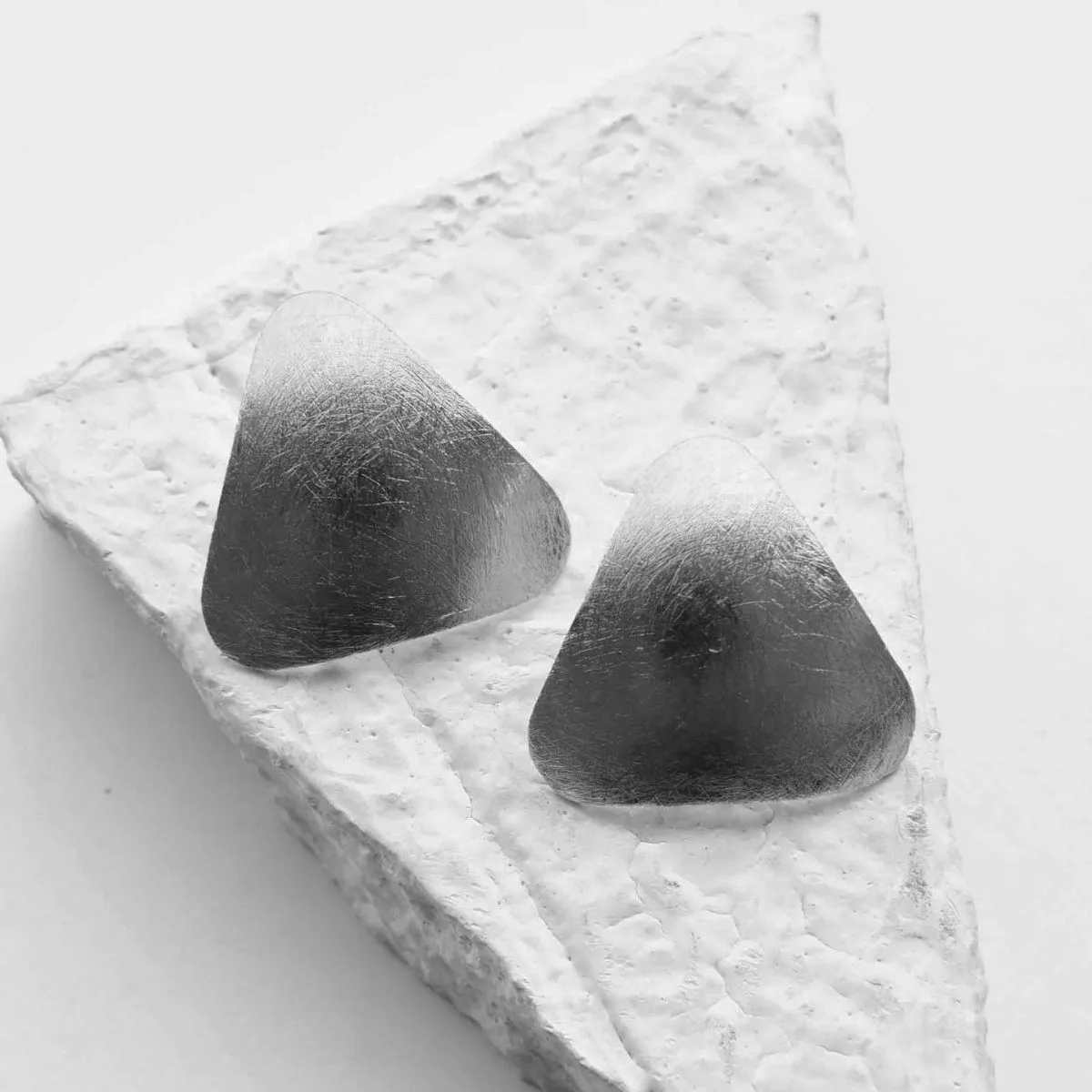 Silver Finish Brass Ear Studs For Women | Smart Triangular Design | Daily Wear