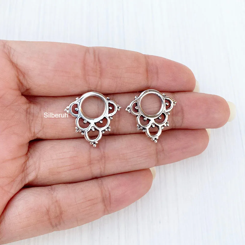 Silver Tribal Stud Earring