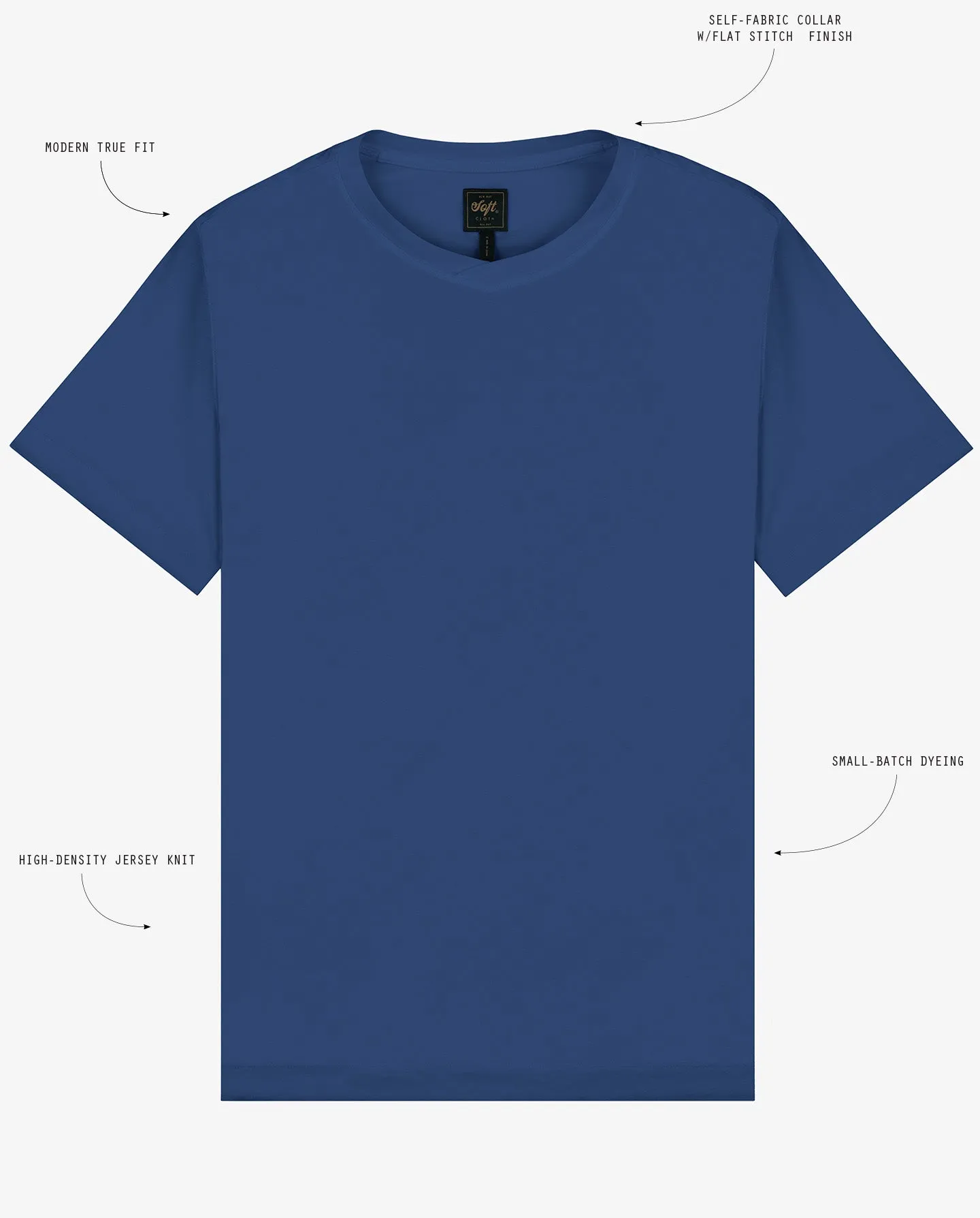 Soft Cloth Short Sleeve Malibu Vee Tee - Indigo