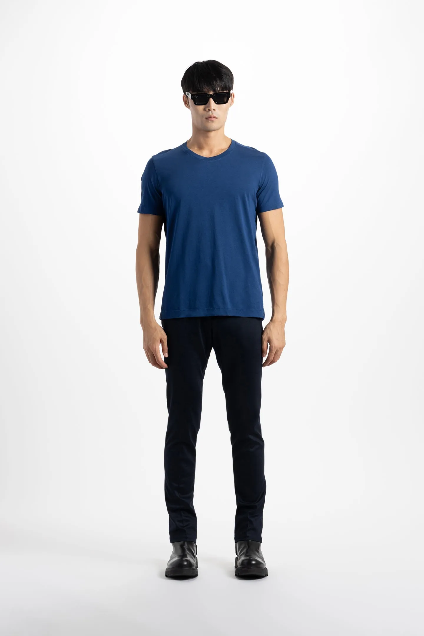 Soft Cloth Short Sleeve Malibu Vee Tee - Indigo