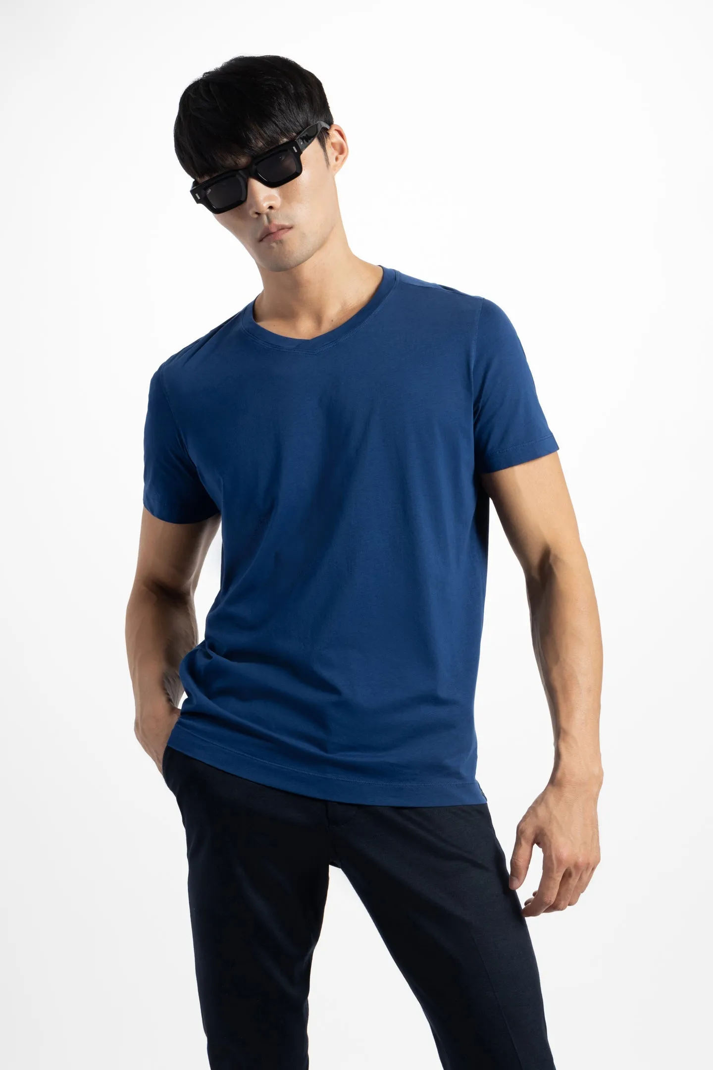 Soft Cloth Short Sleeve Malibu Vee Tee - Indigo