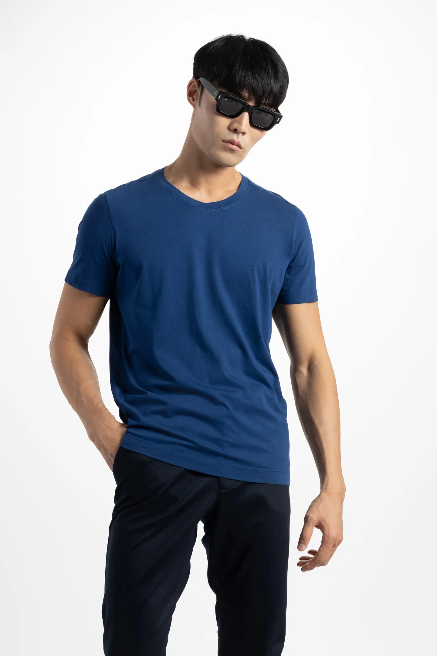 Soft Cloth Short Sleeve Malibu Vee Tee - Indigo