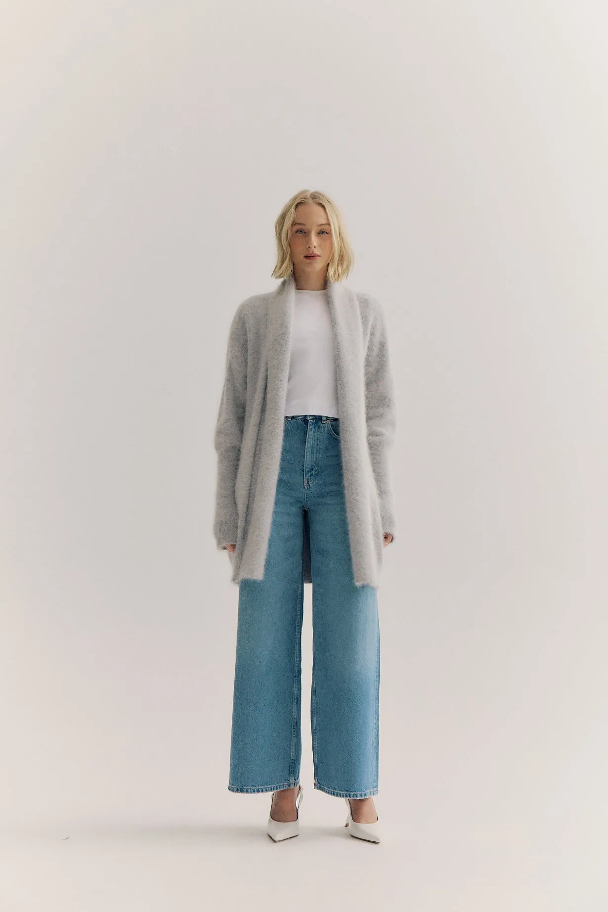 Sophia Cashmere Cardigan - Light Grey