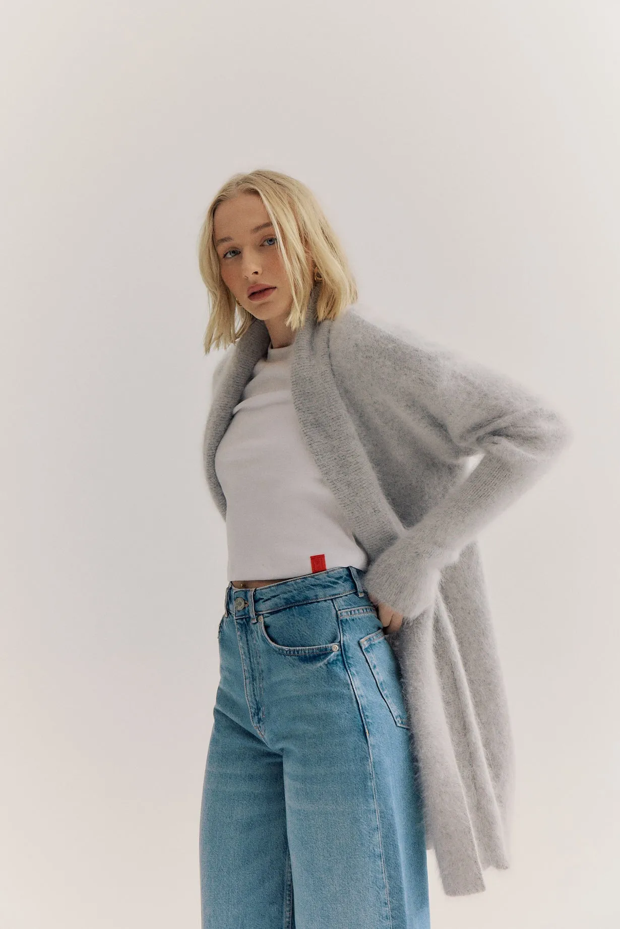 Sophia Cashmere Cardigan - Light Grey