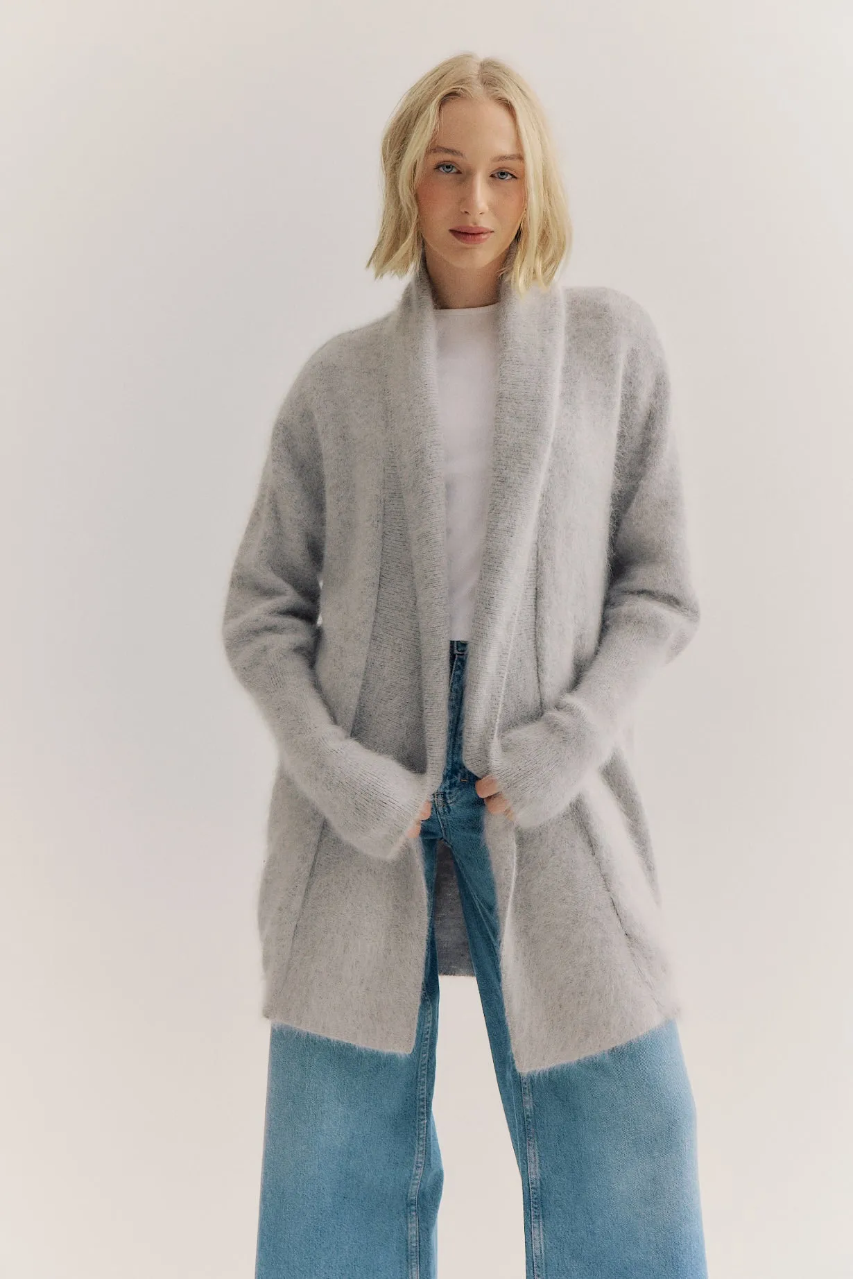 Sophia Cashmere Cardigan - Light Grey
