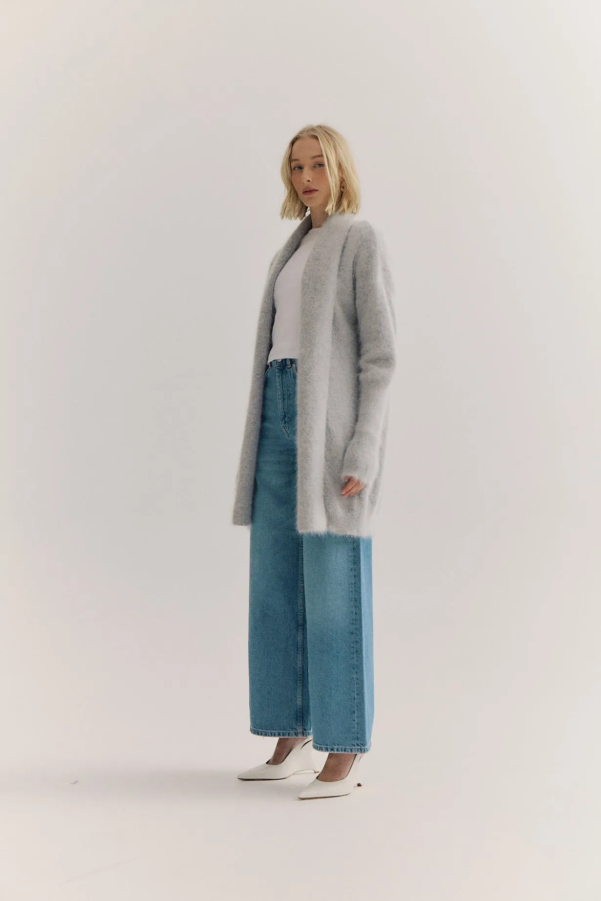 Sophia Cashmere Cardigan - Light Grey