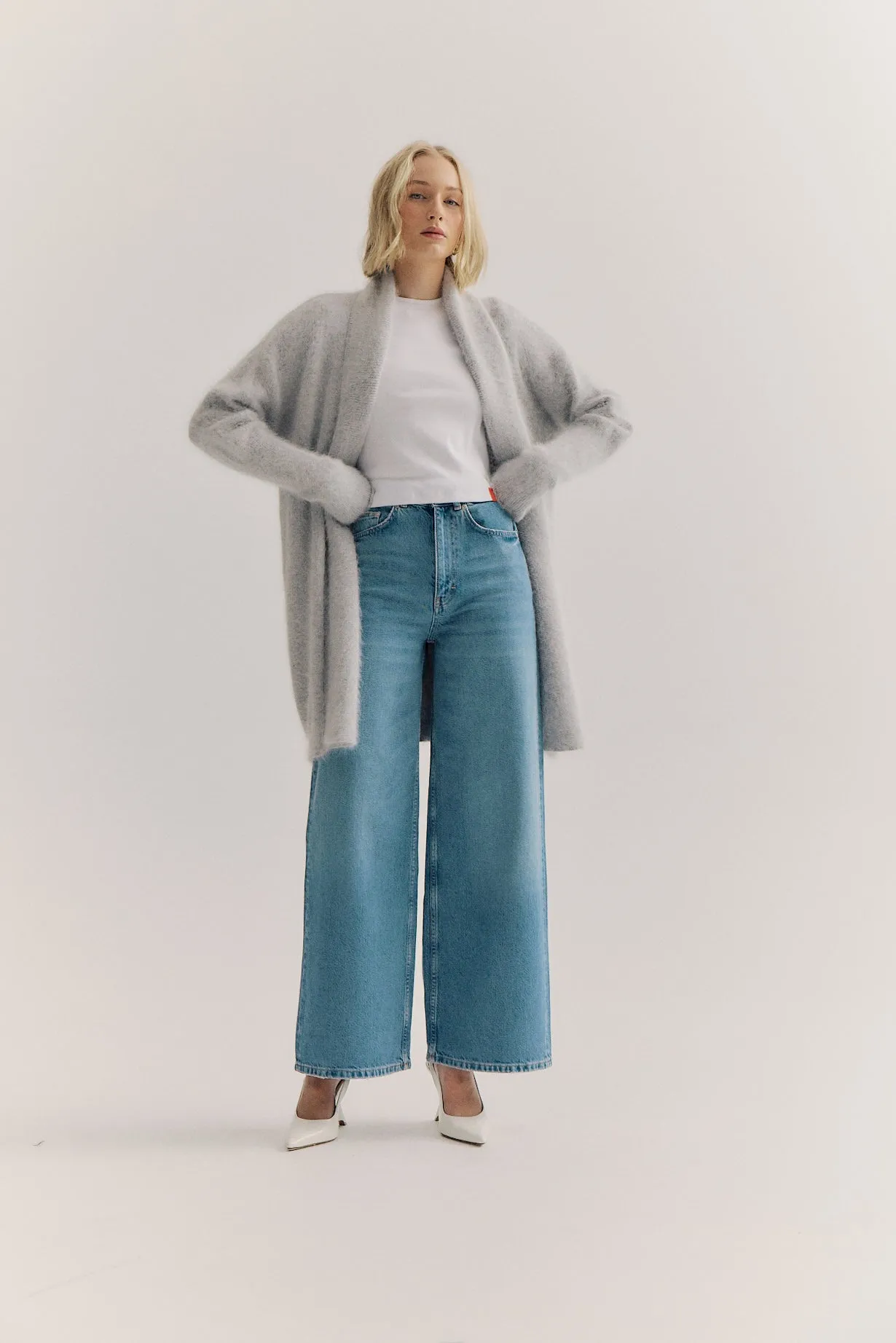 Sophia Cashmere Cardigan - Light Grey