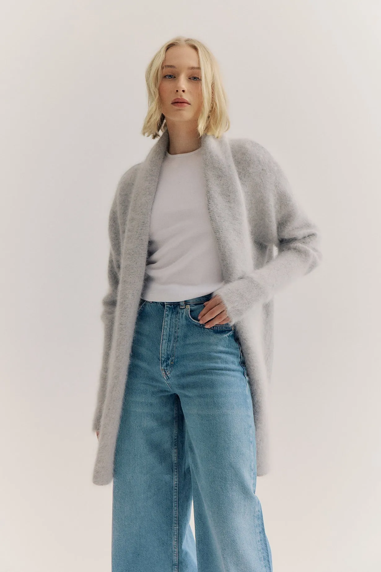 Sophia Cashmere Cardigan - Light Grey