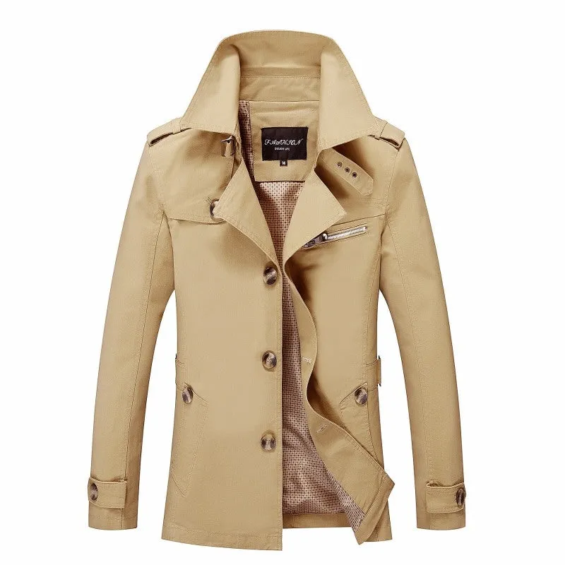 Stylish Cotton Slim Parka Coat Men's Jackets