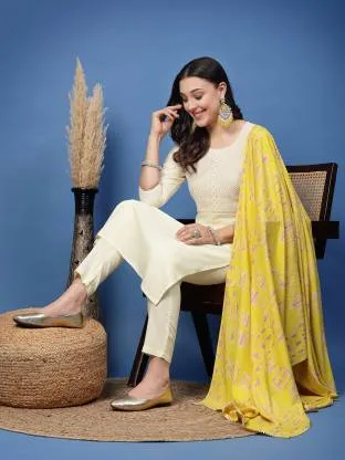 Timeless Elegance Off-White Ethnic Set