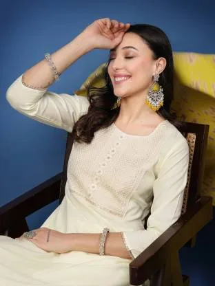Timeless Elegance Off-White Ethnic Set