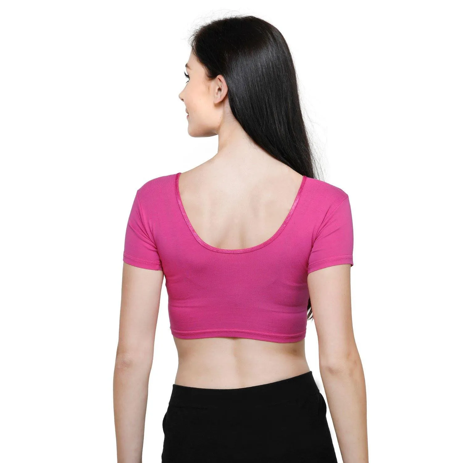 Vami Women's Cotton Stretchable Readymade Blouses -Bright Rose
