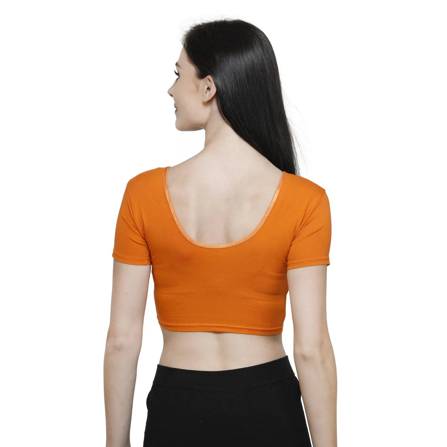 Vami Women's Cotton Stretchable Readymade Blouses - Vibrant Orange