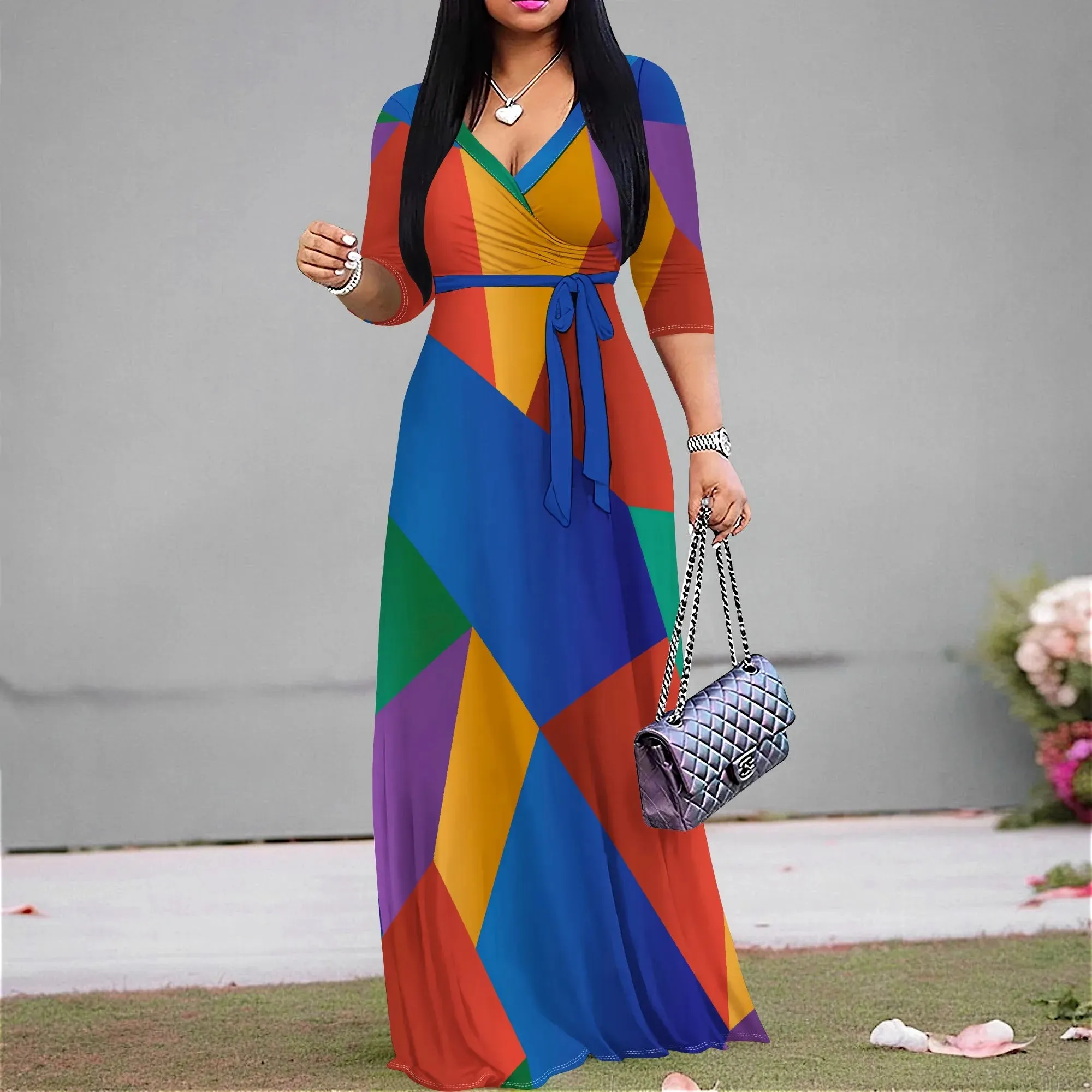 Vera | Flowy Colourful Print Maxi Dress