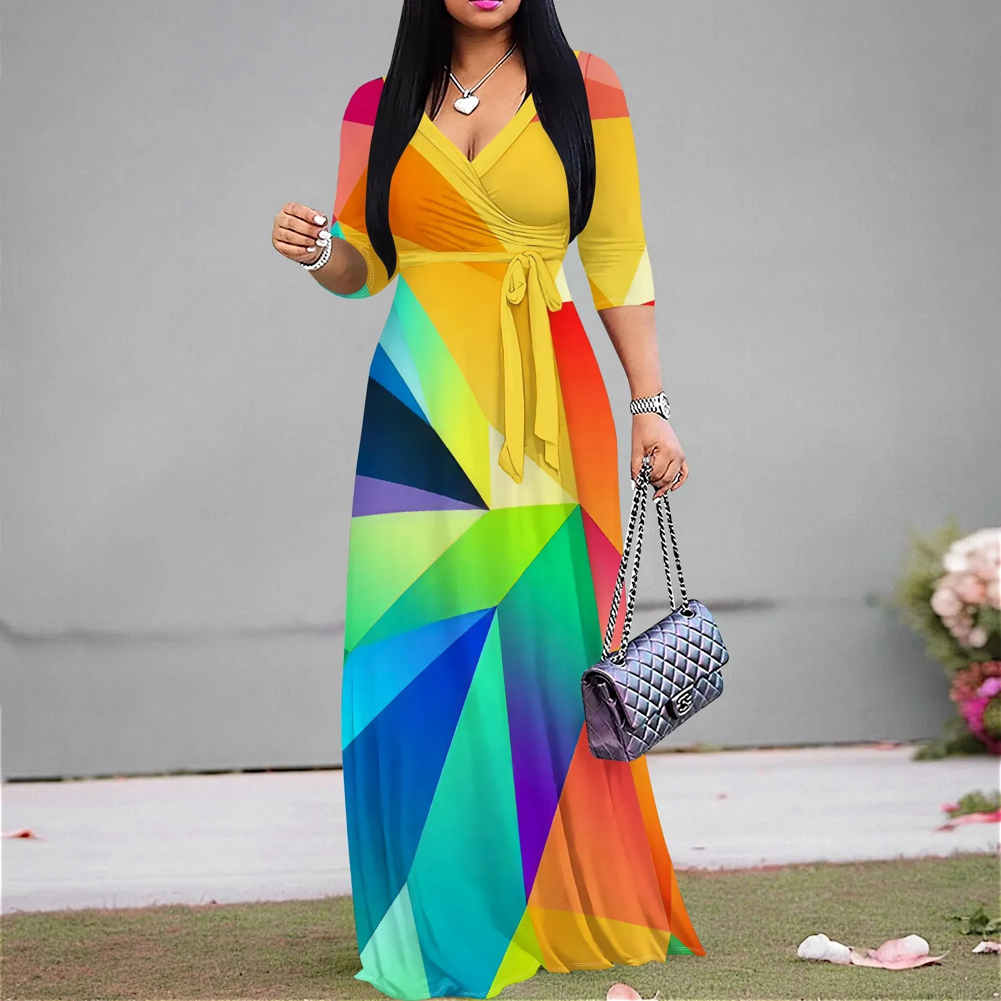 Vera | Flowy Colourful Print Maxi Dress