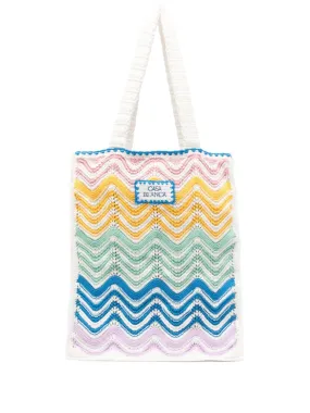 wavy crochet tote bag