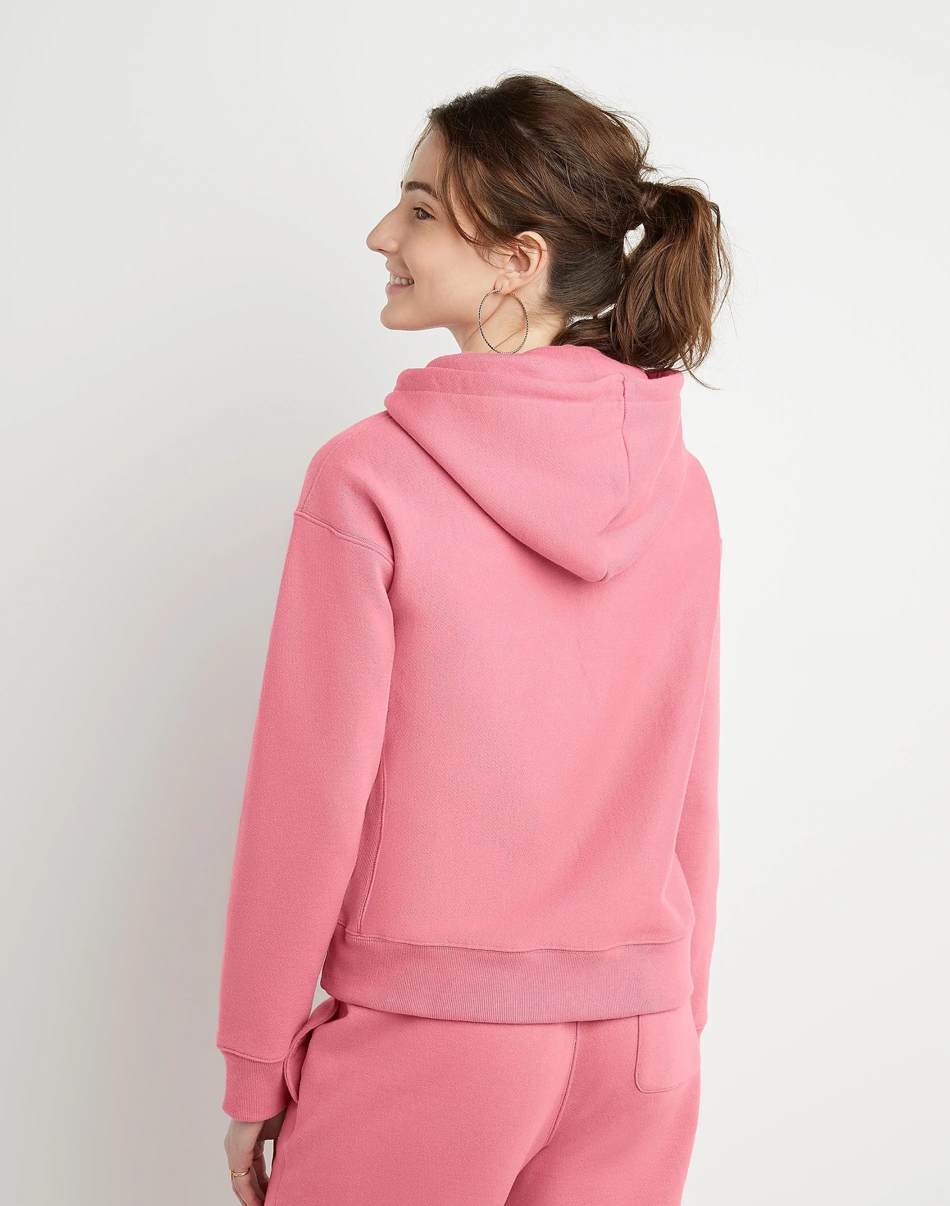 Women's Champion RW Hoodie C Logo Terracotta Pink
