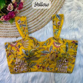 Women's Designer Partywear Sabyasachi Style Heavy Work Sleeveless Readymade Blouse