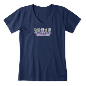 Women's Flower Box Short Sleeve Vee